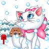 Кошечка под снегопадом