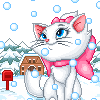 Кошечка под снегопадом